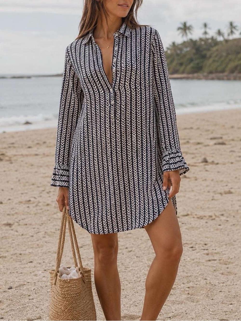 J.Crew Geometric Chevron Popover Tunic Shirt - Size XS